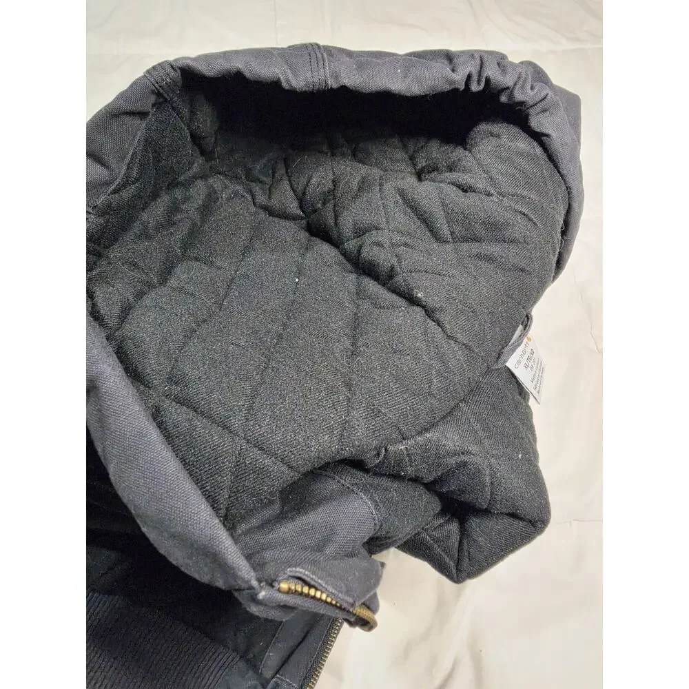 Carhartt Jacket Boys XL Black Quilted Lined Hooded Full Zip OJ8545B Workwear